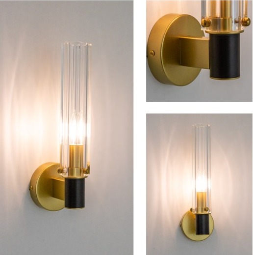 Arandela Lumo DOURADO/TRANSPARENTE 12CM/10CM