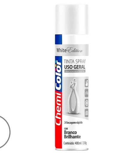 Tinta Spray 400ML Uso Geral, Branco Brilhante