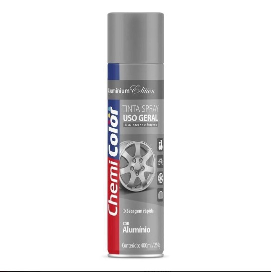 Tinta Spray 400ML Uso Geral, Aluminio