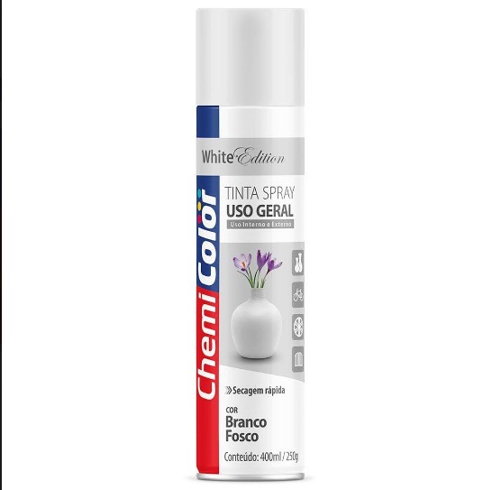 Tinta Spray 400ML Uso Geral, Branco Fosco