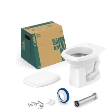 Kit Bacia Conv, Assento Pp e Inst Completa Branco, Like