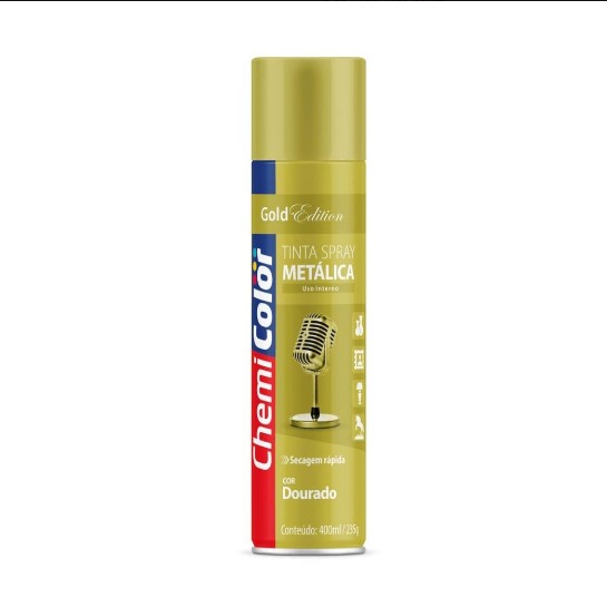 Tinta Spray 400ML Metalica, Dourado