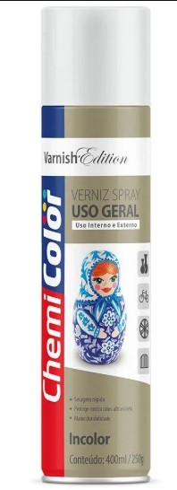 Tinta Spray 400ML Uso Geral, Verniz Brilhante